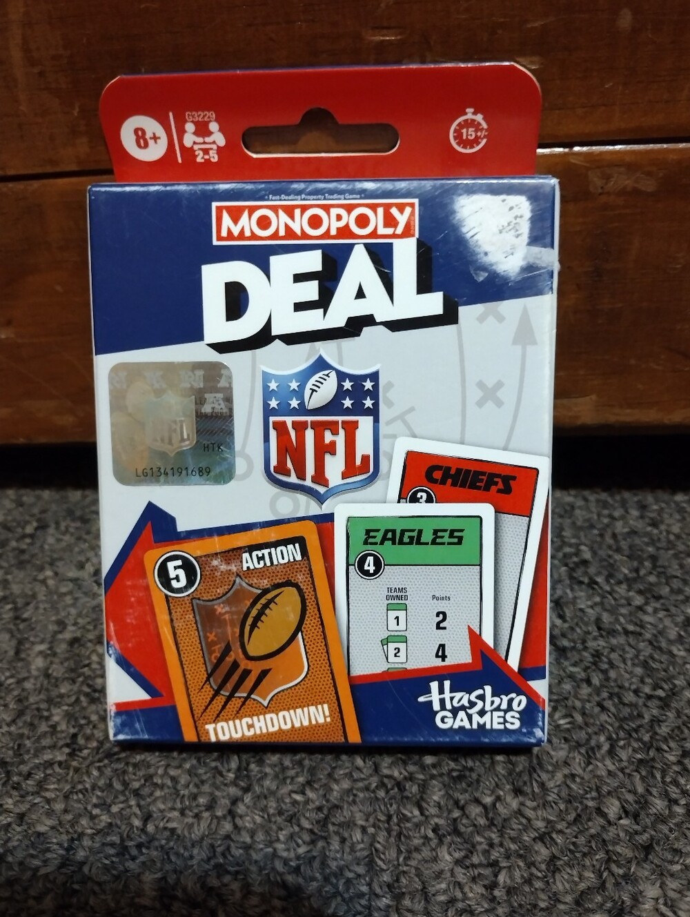 Mattel Monopoly Deal NFL Card Game - Blue Red White
